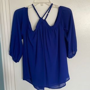 Beautiful blue off the shoulders blouse.